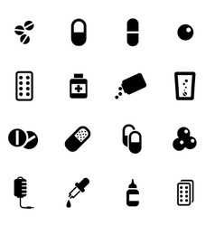 Black pills icon set Royalty Free Vector Image