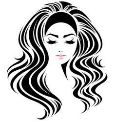 Women long hair style icon logo face Royalty Free Vector