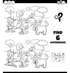 Differences game with happy dogs animal characters