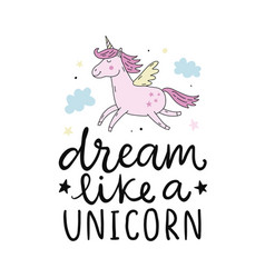 Cute unicorn hand lettering poster Royalty Free Vector Image