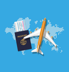 Passenger jet boarding pass and passport map Vector Image