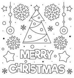 Merry christmas coloring page Royalty Free Vector Image