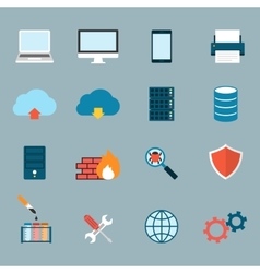 Computer service icons flat Royalty Free Vector Image