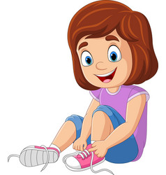 Cartoon Little Girl Folding A Clothes Royalty Free Vector