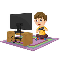 Little boys playing video game Royalty Free Vector Image