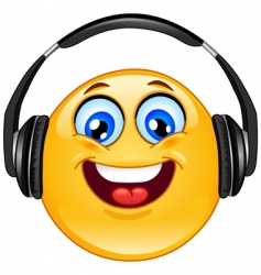 Emoticon with headphones Royalty Free Vector Image