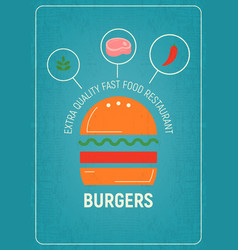 Poster lettering burger hand drawn typography Vector Image