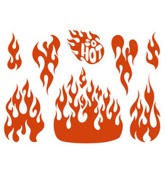 Red fire flames icons set Royalty Free Vector Image