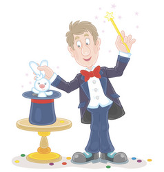 Circus magician with a magic wand and a hat Vector Image