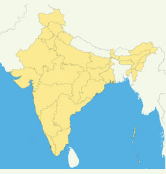 High quality labeled map india with borders Vector Image