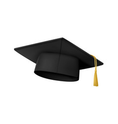 Realistic graduation cap hang on the corner Vector Image