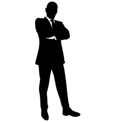 Silhouette of a business man in a suit standing Vector Image