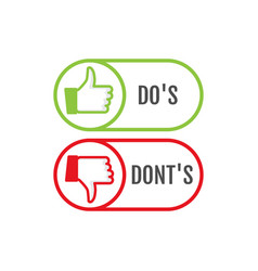 Dos and dont good and bad icon check negative Vector Image