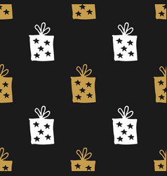 Gift seamless pattern hand drawn gift boxes Vector Image