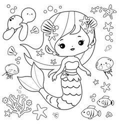 Beautiful mermaid with her guitar Royalty Free Vector Image