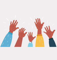 Raised hands people celebrating Royalty Free Vector Image