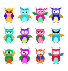 Funny cartoon owls set Royalty Free Vector Image