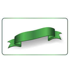 Green ribbon banner satin blank design label Vector Image