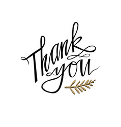 Golden thank you hand lettering greeting card Vector Image