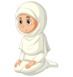 Arab muslim girl in traditional clothing praying Vector Image