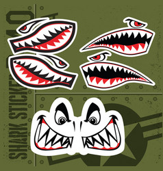 Flying tiger shark mouth sticker vinyl on green Vector Image