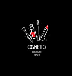 Logo drawn by cosmetics on a black Royalty Free Vector Image