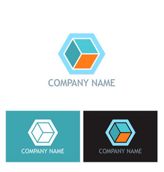 Cube shape 3d company logo Royalty Free Vector Image