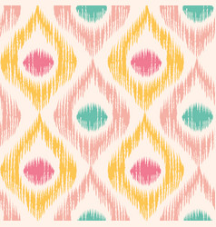 Retro ikat colorful pattern with peacock feathers Vector Image