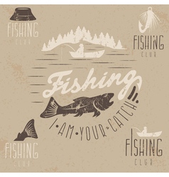 Set vintage labels with fishing theme Royalty Free Vector