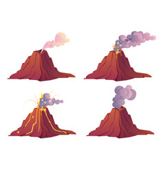 Volcano eruption and lava drawing Royalty Free Vector Image