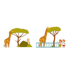 Children on safari tour kids visiting national Vector Image