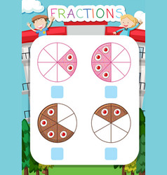 A math fraction worksheet Royalty Free Vector Image