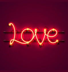 Neon text love signboard on the blue background Vector Image