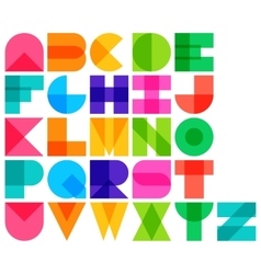 Flat colorful geometric shapes letters style font Vector Image