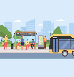 Passengers at bus station Royalty Free Vector Image