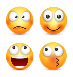 Smileyemoticons set yellow face with emotions Vector Image