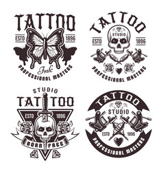 Vintage tattoo studio emblem 4 for white Vector Image