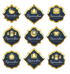 Set ramadan kareem labels luxurious vector