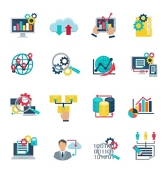 Data analytics 4 flat icons square Royalty Free Vector Image