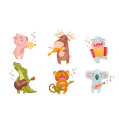 Humanized animals with musical instruments Vector Image