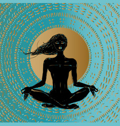 Meditation silhouette young woman Royalty Free Vector Image