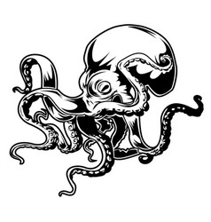 Octopus sea drawing tattoo 4 Royalty Free Vector Image