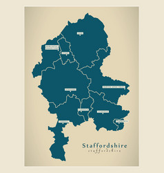 Staffordshire england map with states and modern Vector Image