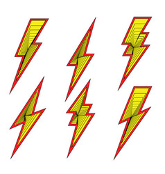 Lightning bolt set neon signs design Royalty Free Vector