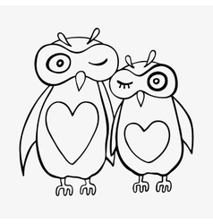 Two cute owls on branches at night Royalty Free Vector Image