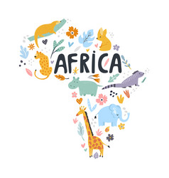 Hand drawn design discover africa with animals Vector Image