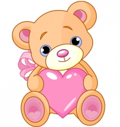 Teddy bear with love heart Royalty Free Vector Image