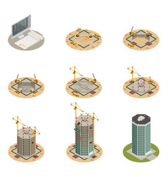 Skyscraper construction isometric flowchart Vector Image