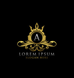 Royal beauty logo with v letter luxury gold Vector Image