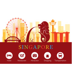 Singapore landmarks people in traditional Vector Image